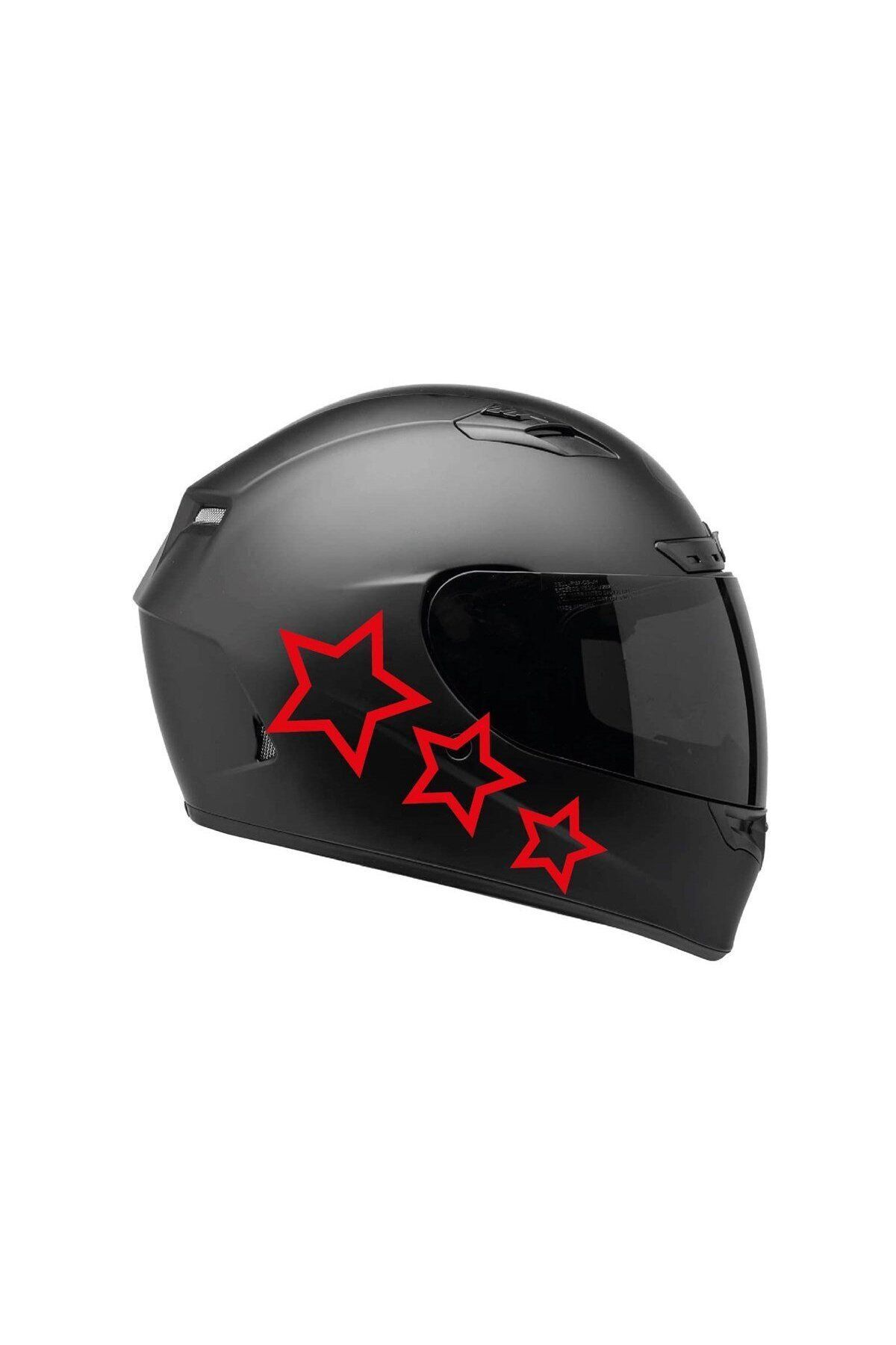 Kendorf Tek Renk Üçlü Yıldız (triple Star Helmet Stickers) Kask Sticker Etiket Modeli 1