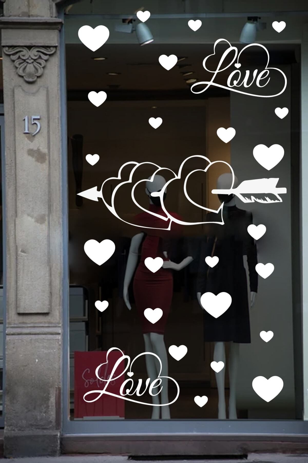MLH STORE Happy Valentine's Day Sevgililer Günü Sticker Kalp, Love, I Love You Cam, Duvar Sticker Etiket Seti