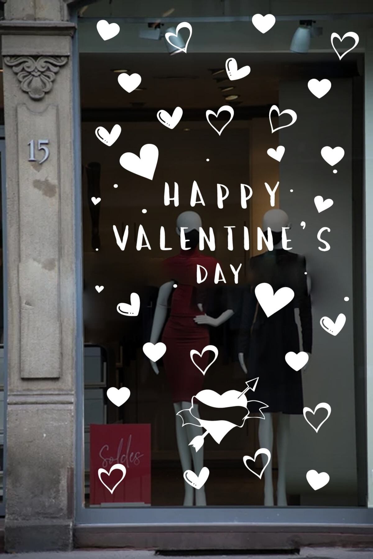 MLH STORE Happy Valentine's Day Sevgililer Günü Sticker Kalp, Love, I Love You Cam, Duvar Sticker Etiket Seti