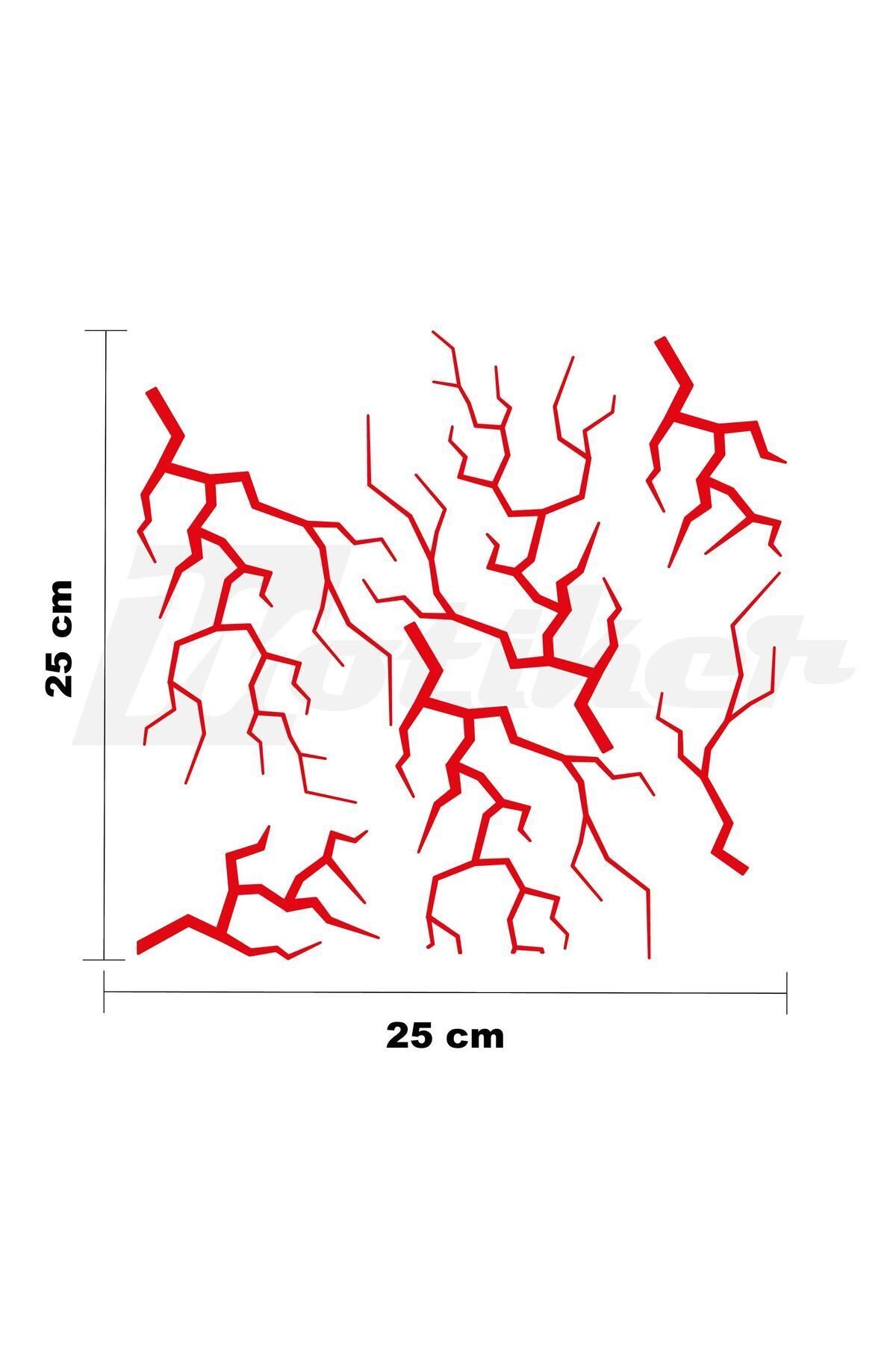 Kendorf Şimşek Sticker 25x25cm Folyo Kesim Evrensel Desen Kaplama Kırmızı