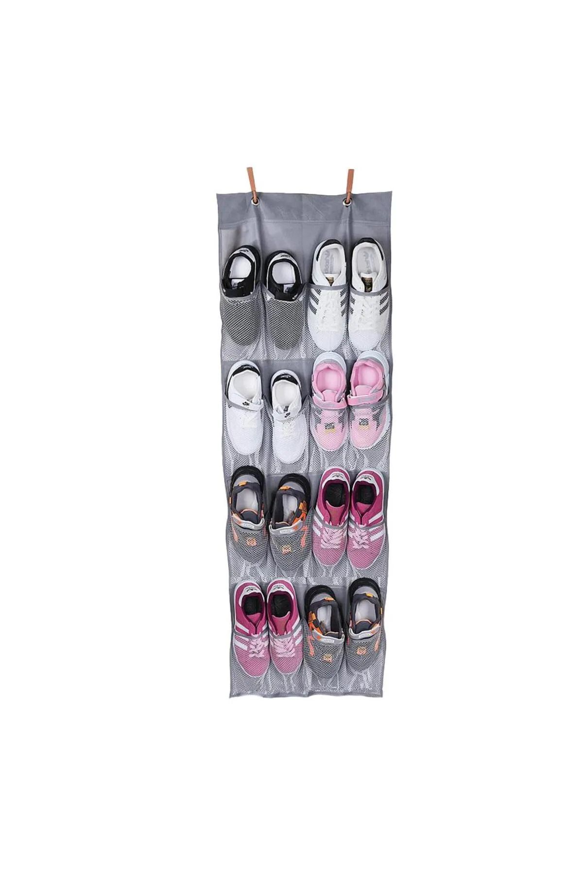 MiniStand-24 Pockets Gray Behind Door Shoes Slippers Organizer 1