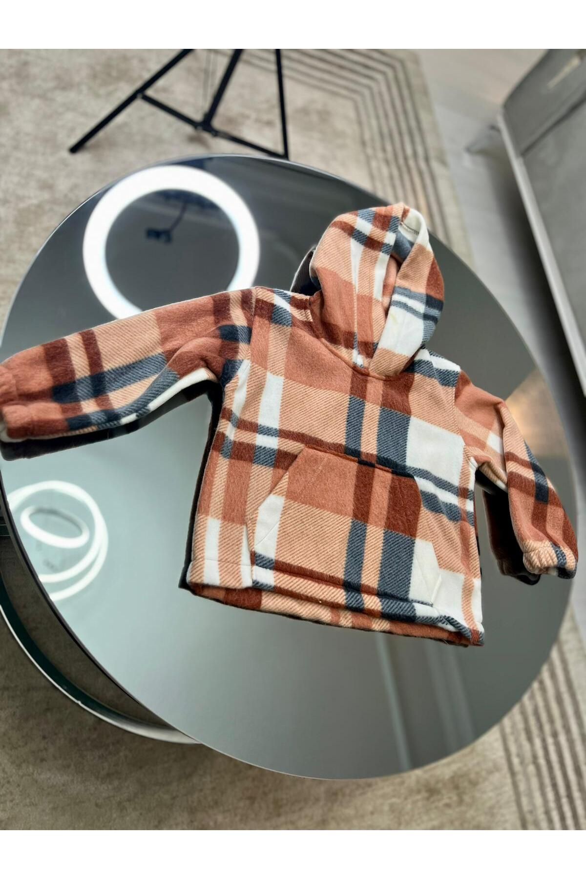 melomelo-Children's Plaid Fleece Hoodie and Pocket 1