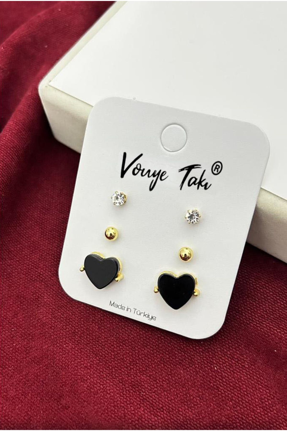 Vouye-Set of 3 Heart Figured Fresh Earrings 1