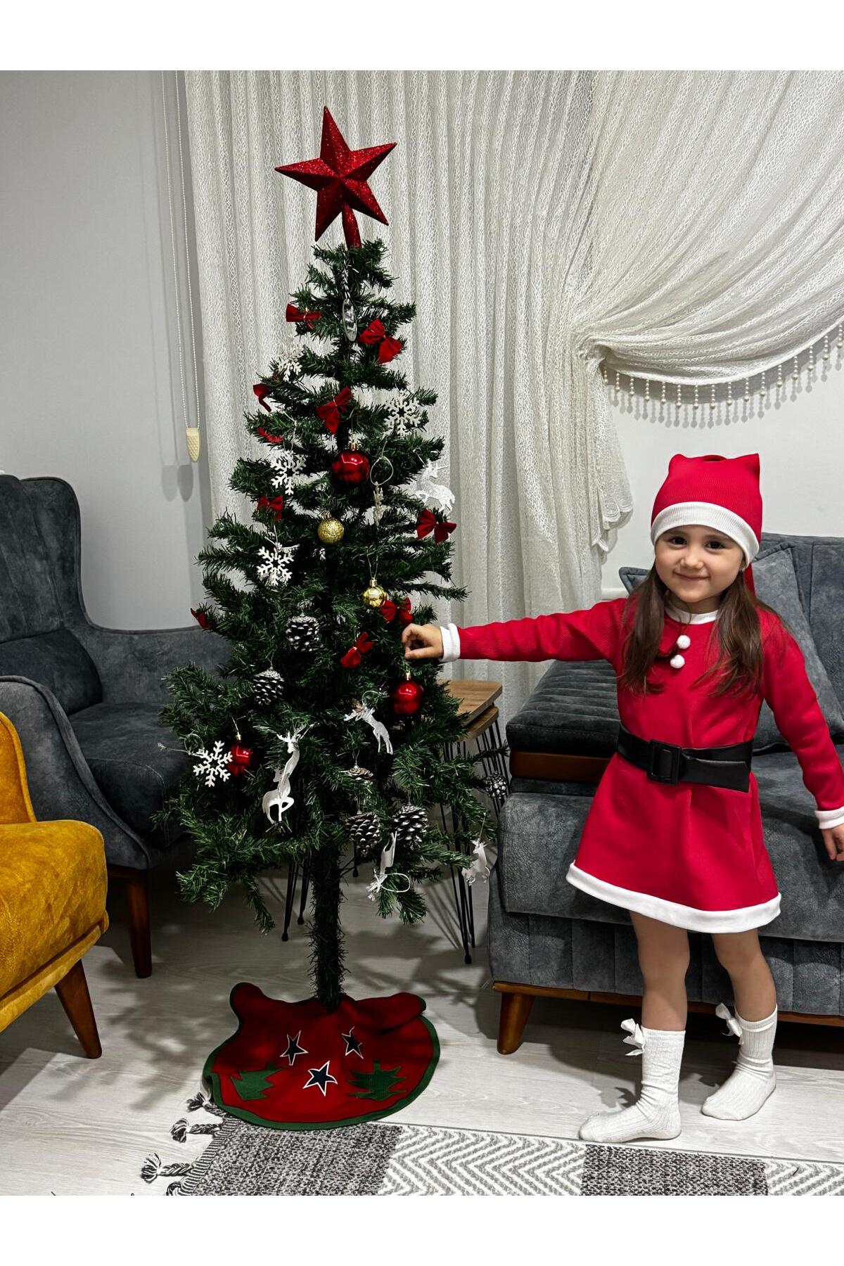 ARYA BABY Kız Çocuk Kaşkorse Yılbaşı Noel Elbise Şapka Takım, Yılbaşı Kıyafeti fotoğrafı 3 (önizleme)