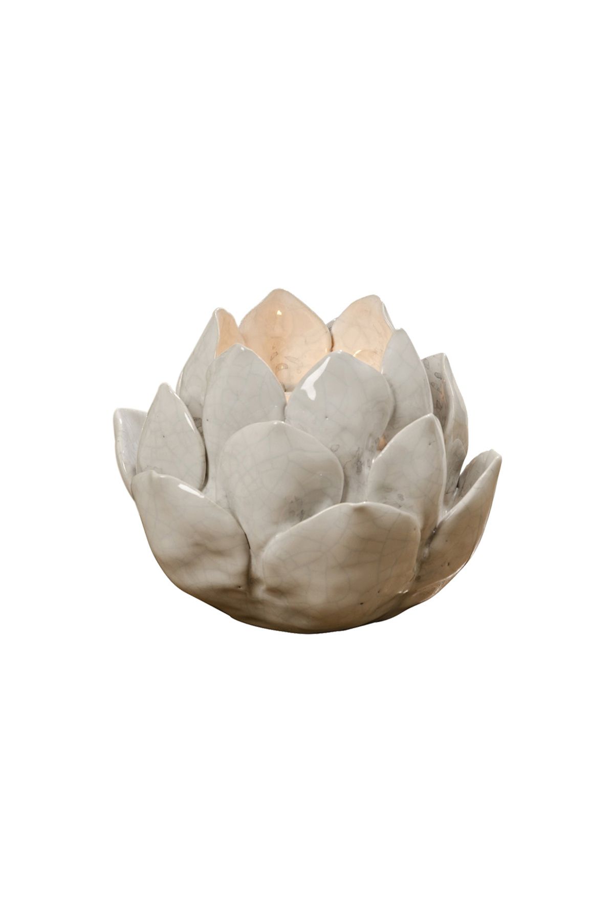 Homelux-Candle Holder Lotus Flower 13x13x10 Cm, Ceramics, Beige 1