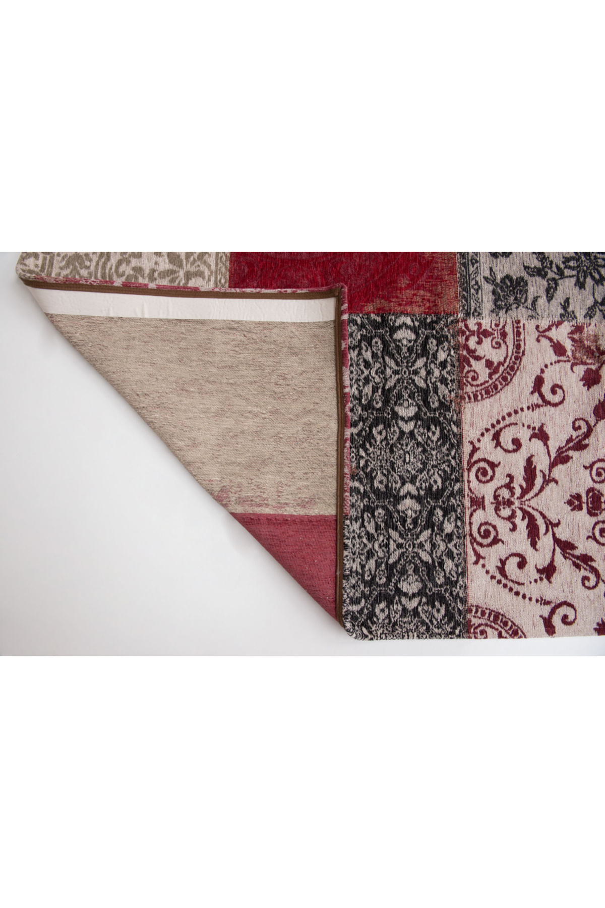 Homelux-Rectangular Carpet, Cotton, 80x150, Pattern Rectangles, Red, Cream, Gray 4