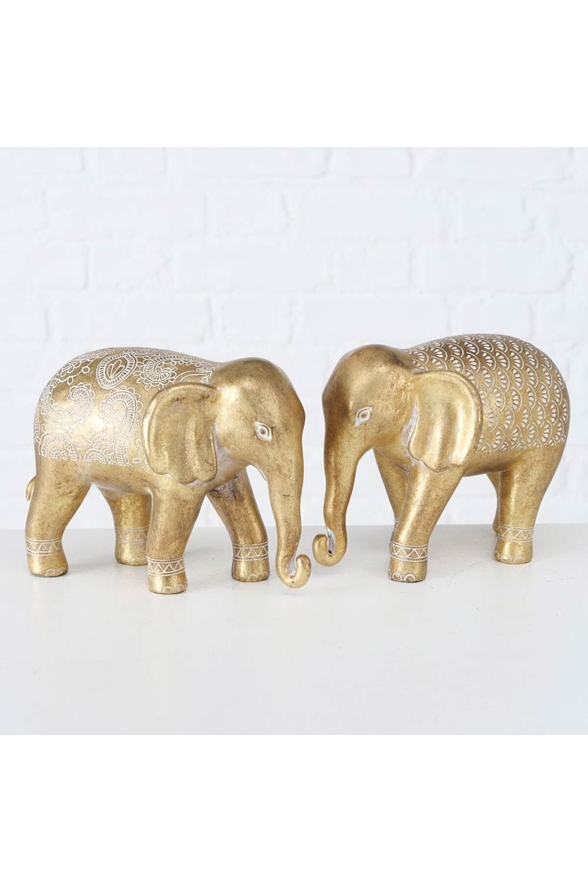 Homelux-Decorative Elephant 15x10x12 Cm, Polyresin, Gold, Available In 2 Variations 2