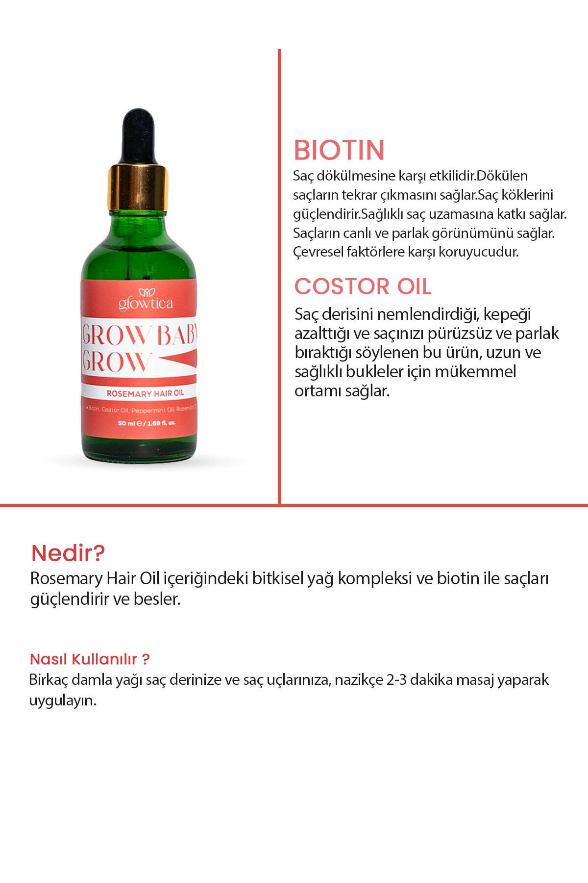 Glowtica Biberiye Yağı Ve Biotin Complex Saç Dökülmesi Ve Yıpranmış Saçlar İçin Saç Bakım Serumu 50 Ml-3