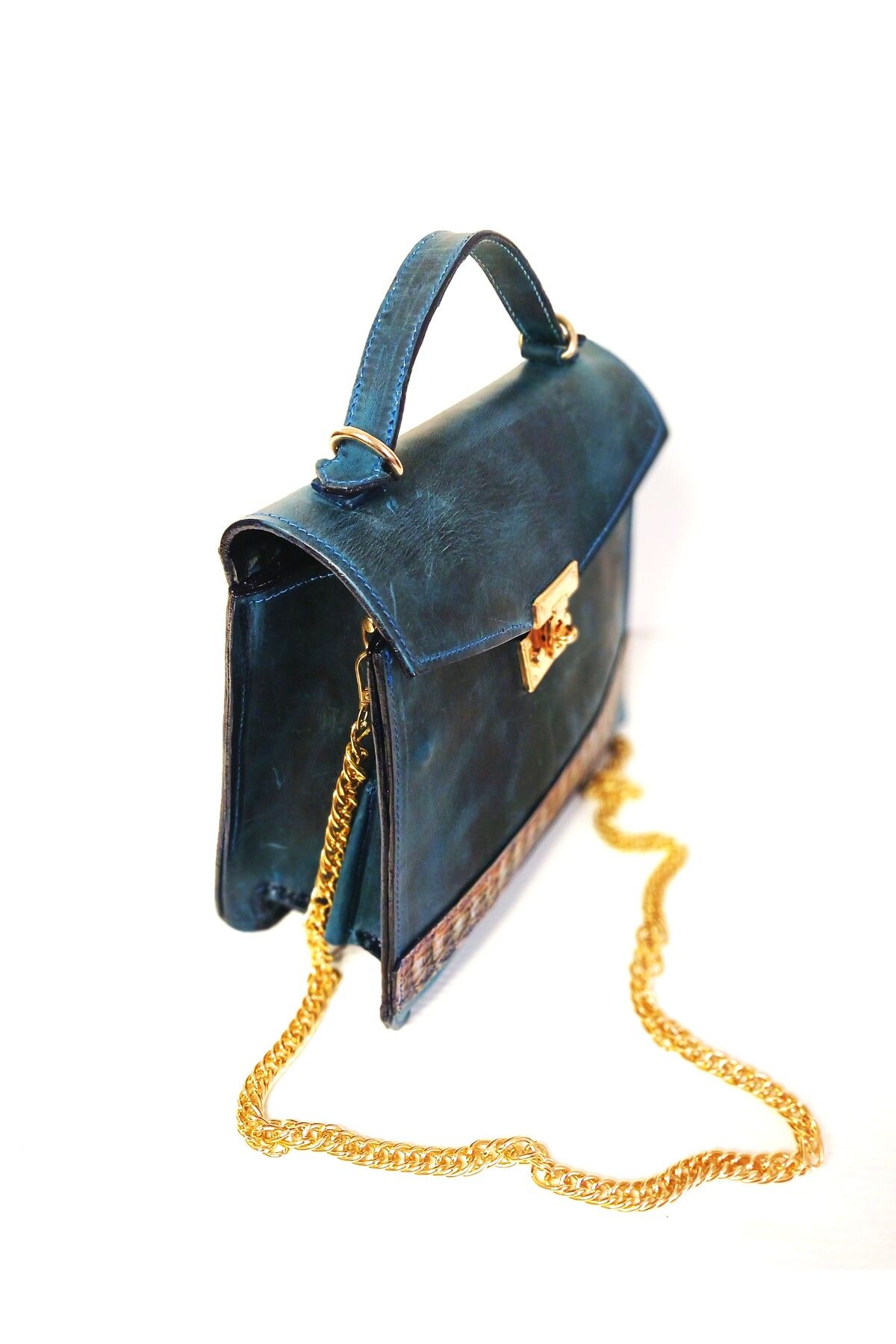 FEHANDEN COLLECTİON-Women's Genuine Leather Crazy Leather Evening Dress Navy Blue Hand and Shoulder Bag 1