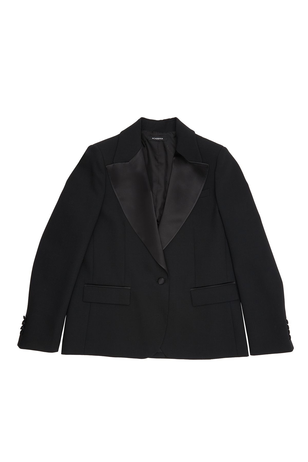 Academia-Black Satin Collar Tuxedo Jacket Size: 40 8
