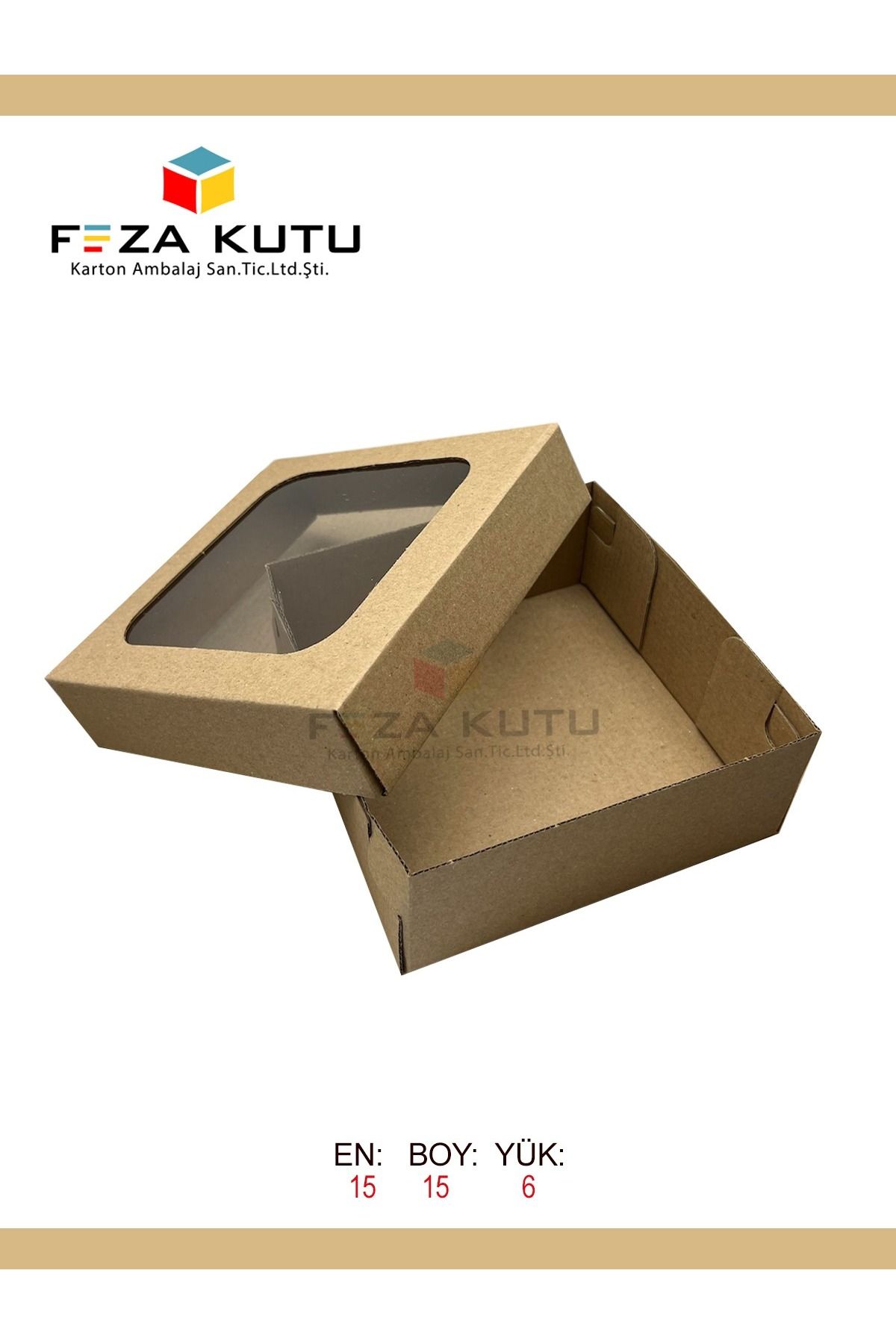 Feza Kutu-15x15x6 Kraft Multi-Purpose Box Cardboard Box (10 Pieces) 2