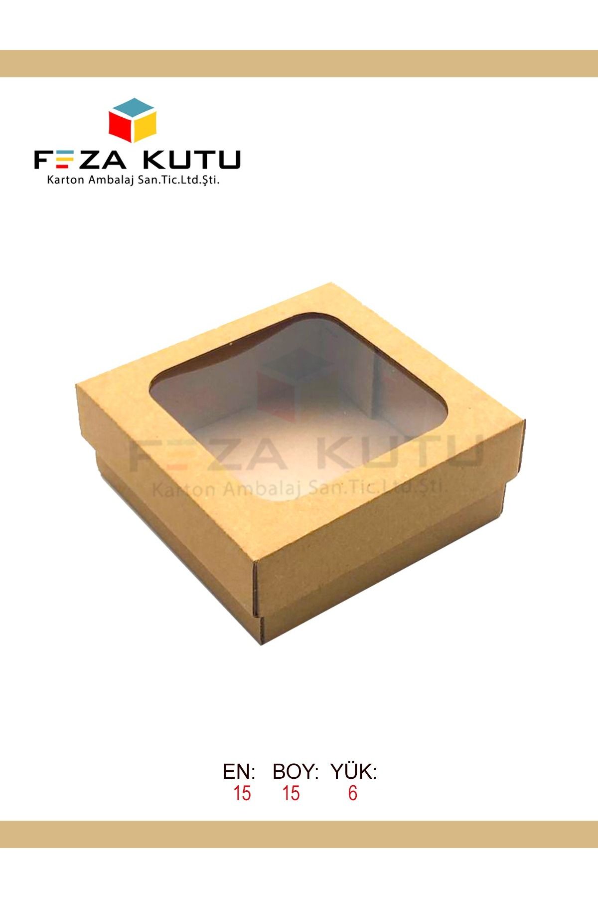 Feza Kutu-15x15x6 Kraft Multi-Purpose Box Cardboard Box (10 Pieces) 3