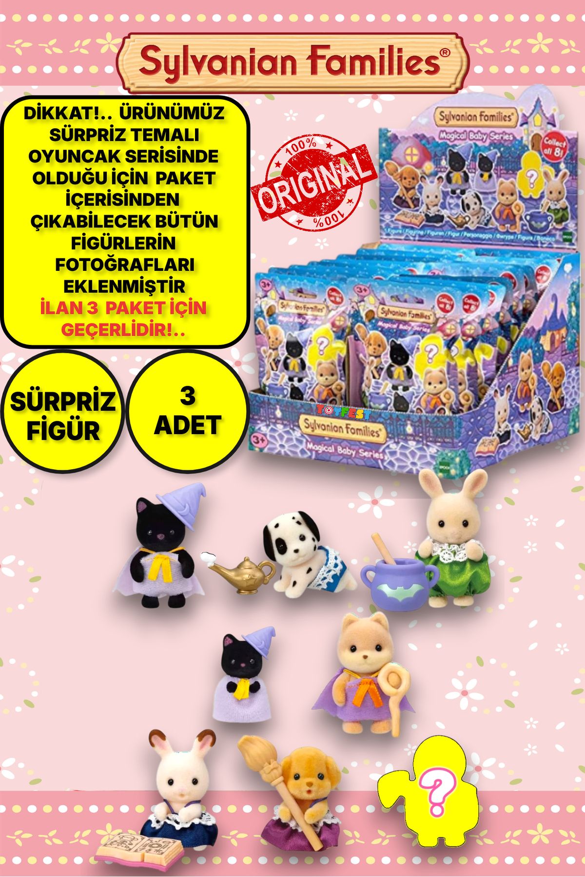 TOYFEST Sylvanian Families Minifigür  Sihirli Kostüm Serisi Temalı  Sürpriz Mini  Bebek - 5 CM - 3 ADET