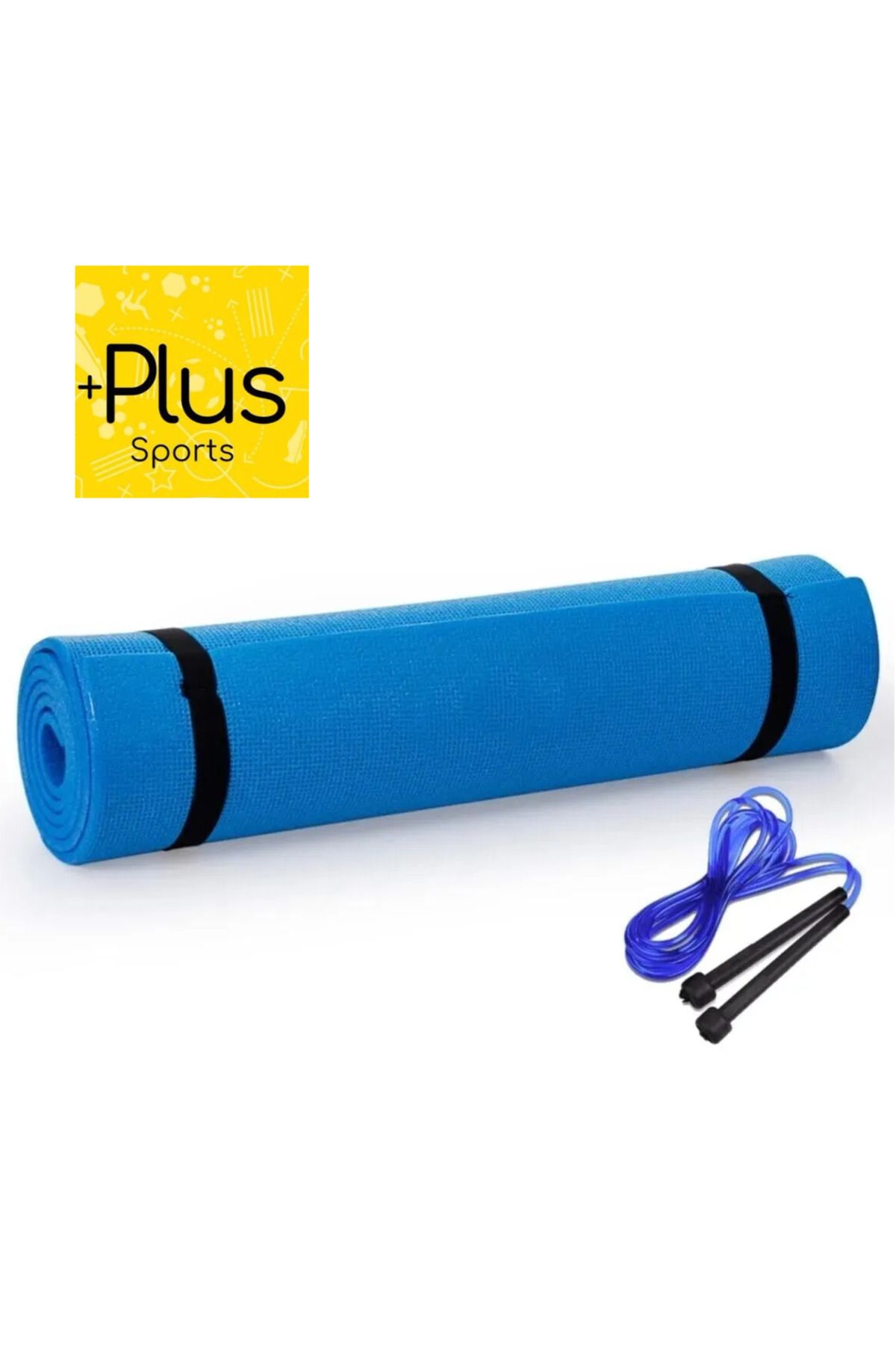 PLUSSPORT PLUS SPORT MAVİ PİLATES MİNDERİ YOGA EGZERSİZ MATI 7 MM VE ATLAMA İPİ