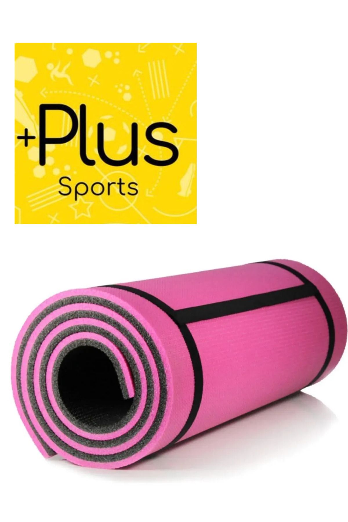 PLUSSPORT 10 MM KALIN EGZERSİZ PİLATES MİNDERİ KAMP YOGA MAT ÇİFT TARAFLI 180x60 Pembe - Siyah