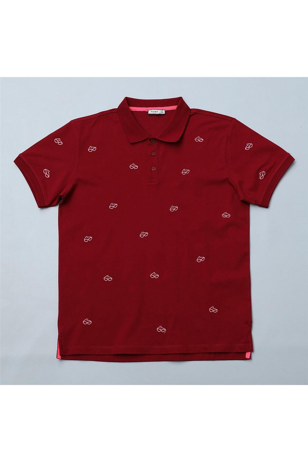 WANEX-Boy's Short Sleeve Polo Neck T-Shirt - 16756 - Burgundy 1