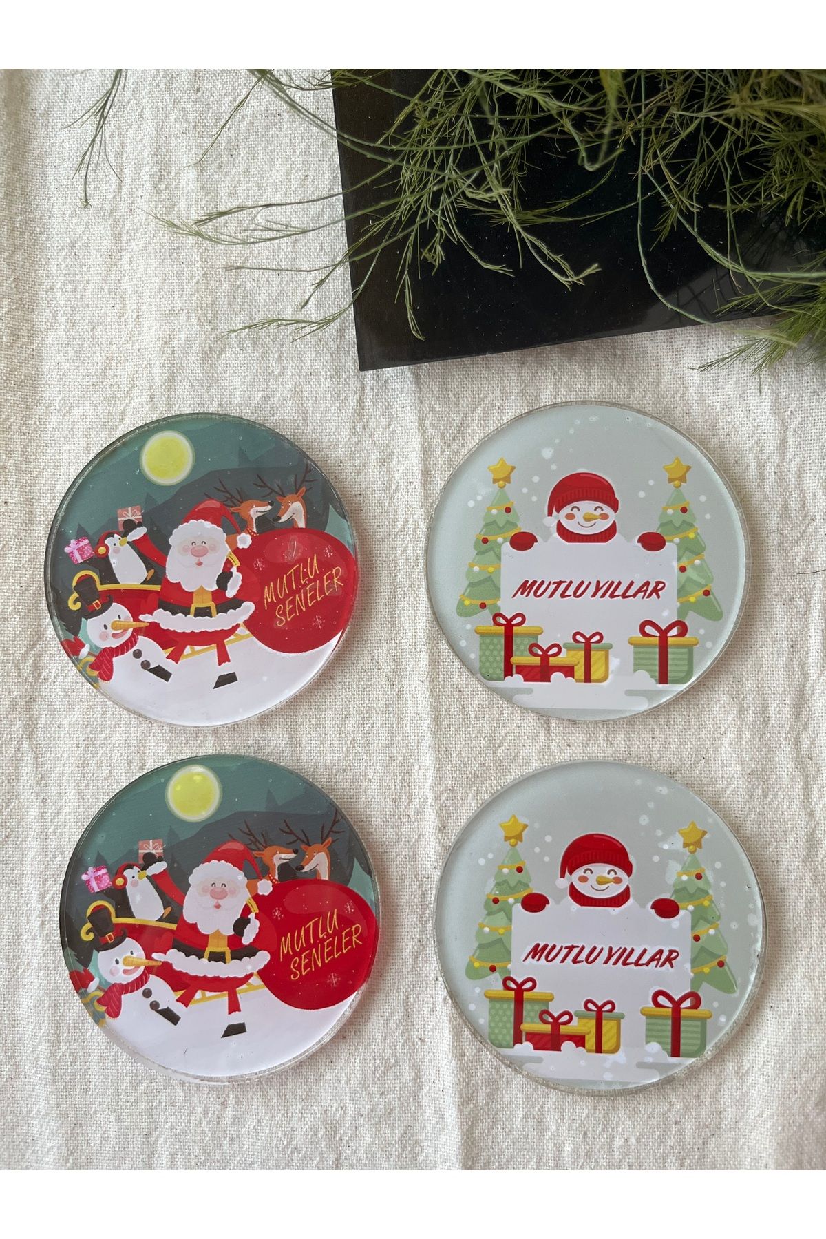 Sekersepeti organizasyon-New Year's Gift Coasters 4 Pcs Christmas Gift Special Day Gift 1