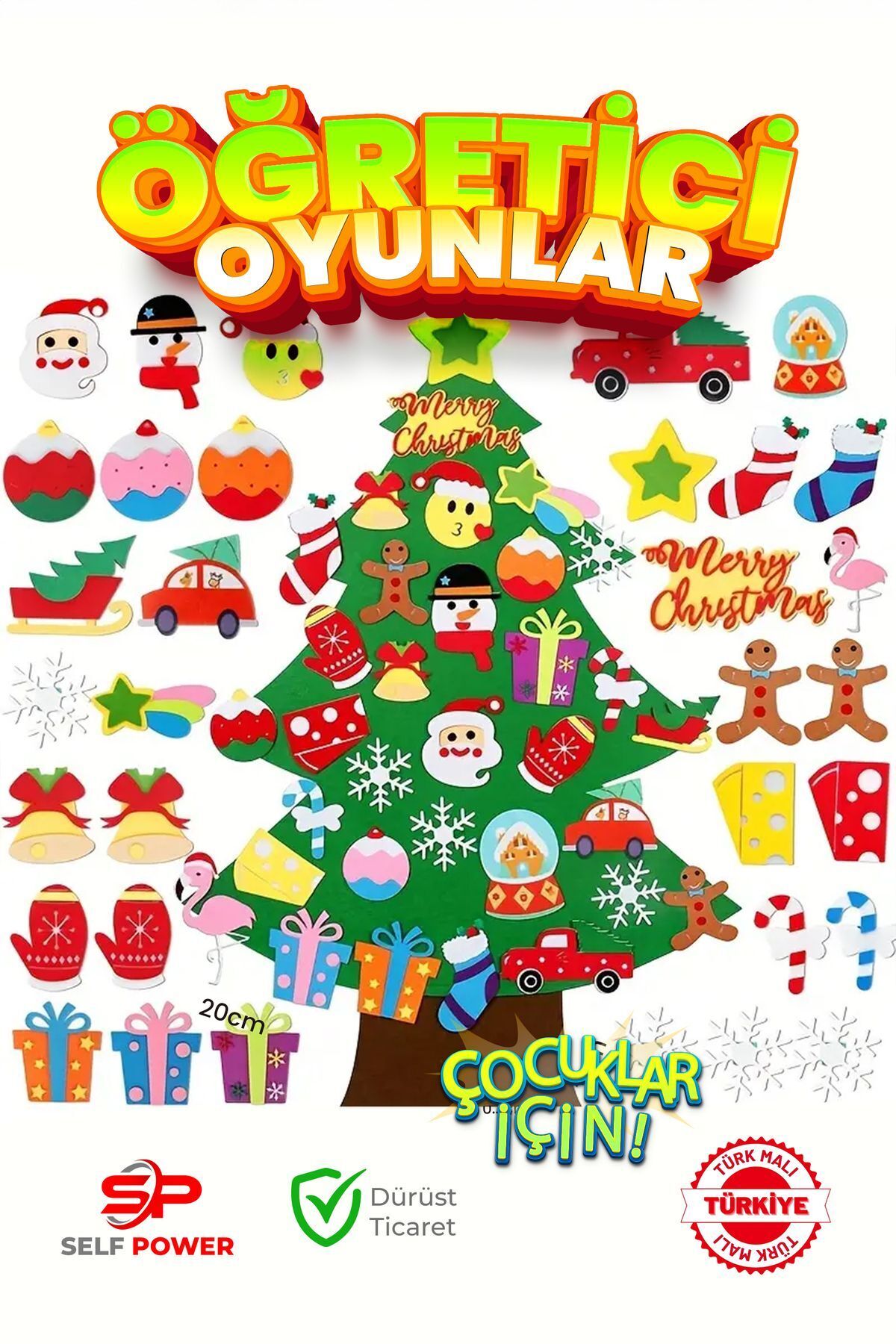 Self Power Keçeden Figürler ile oluşan yılbaşı ağacı&süsleri-öğretici eğitici oyunlar
