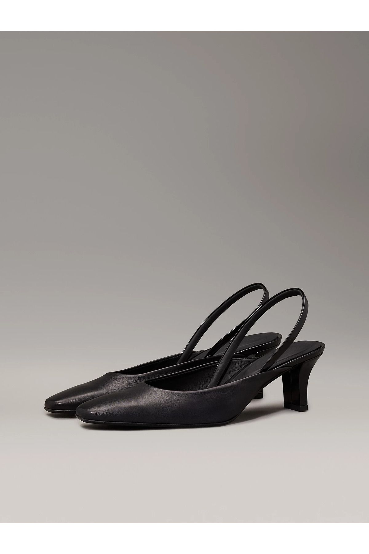 Calvin Klein-Black Leather - Women's Classic Shoes with Open Heels and Toe Hw0Hw02267-Beh 2