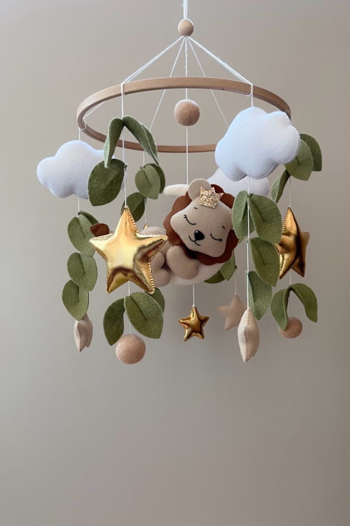 fn (MÜZİKLİ) El Yapımı Keçe Bebek Dönencesi Beşik Süsü Bebek Odası Dekorasyonu fotoğrafı 3 (önizleme)
