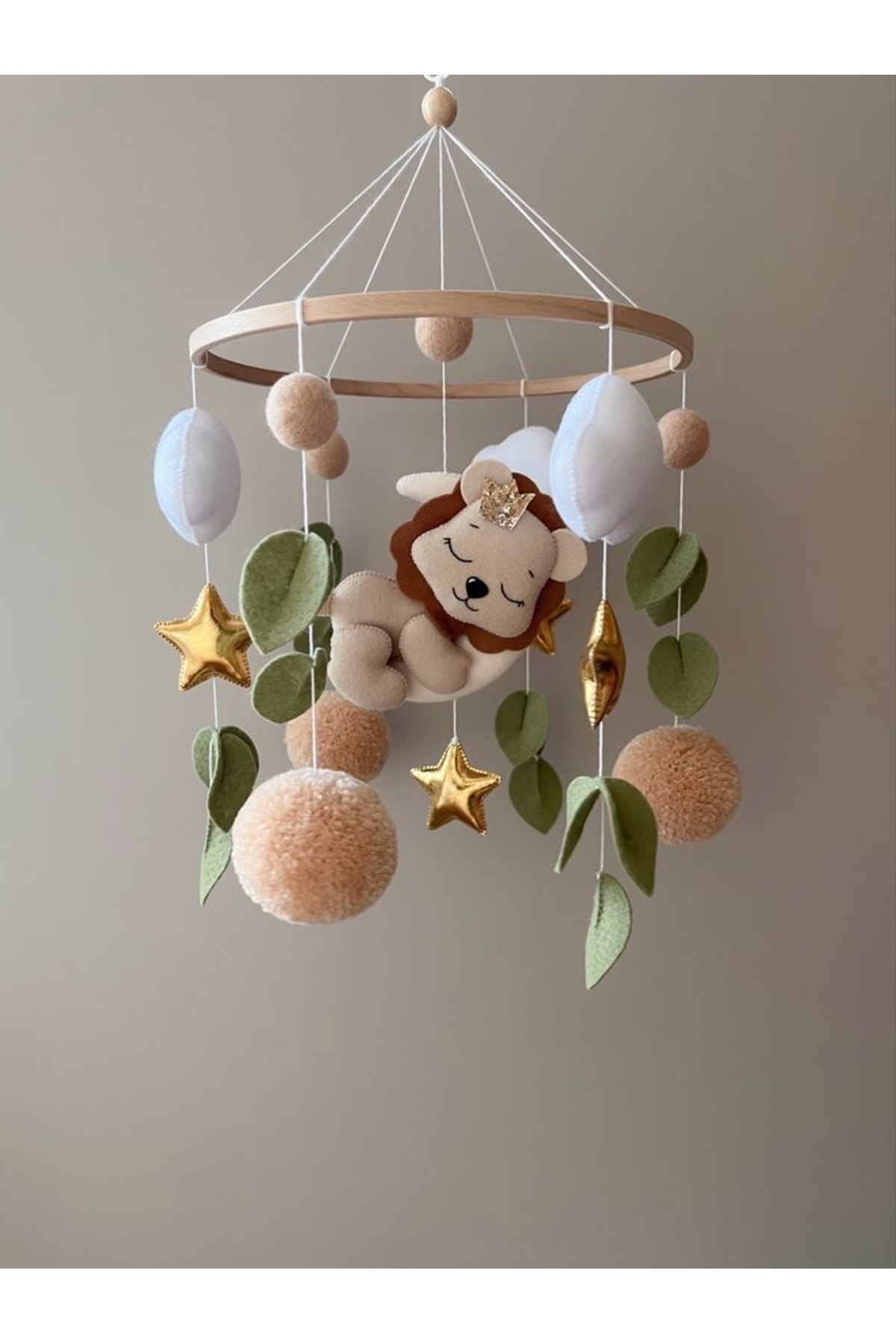 fn (MÜZİKLİ) El Yapımı Keçe Bebek Dönencesi Beşik Süsü Bebek Odası Dekorasyonu fotoğrafı 2 (önizleme)