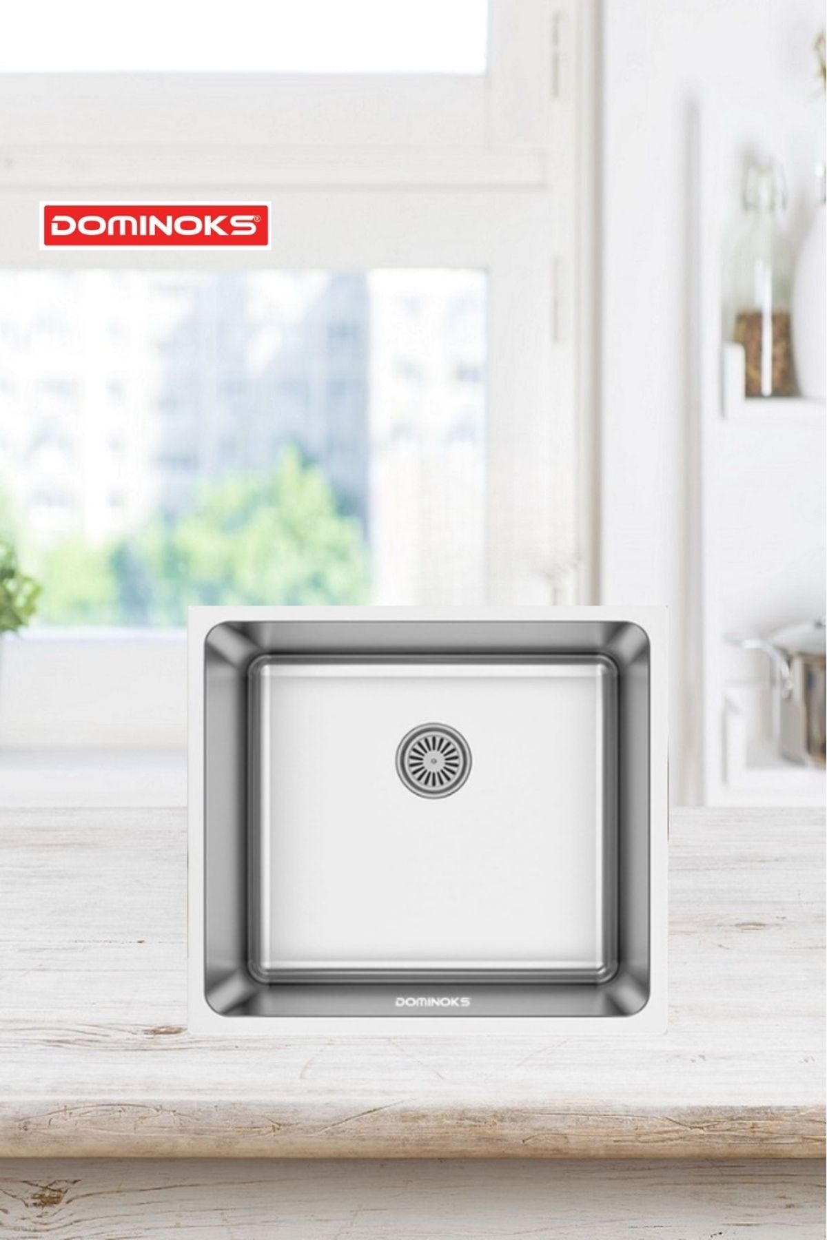 Dominoks BİGA 45 TEK GÖZ POLİSAJLI TEZGAH ALTI KROM EVYE 40X45CM