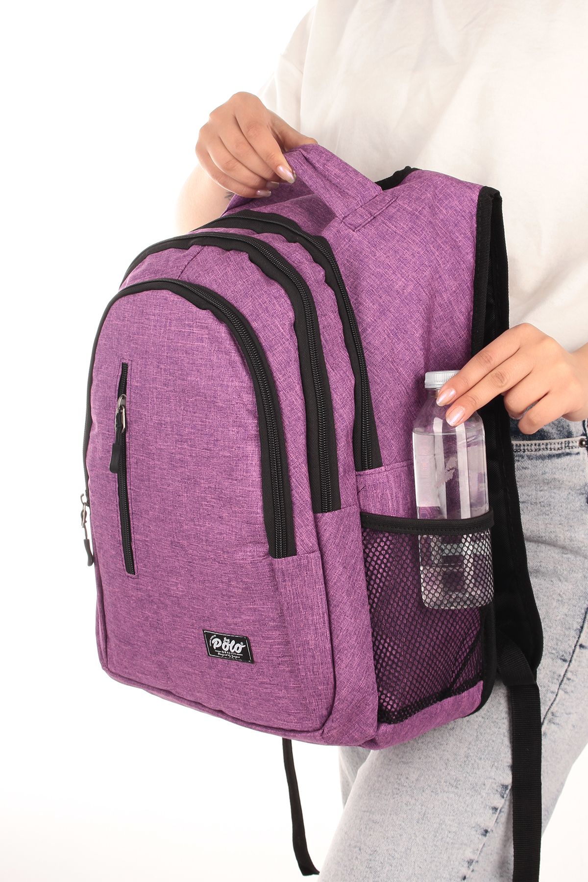 By Hakan-Polo 8870 Bat Model - School Bag, Backpack, Orthopedic and Water Resistant Purple 5