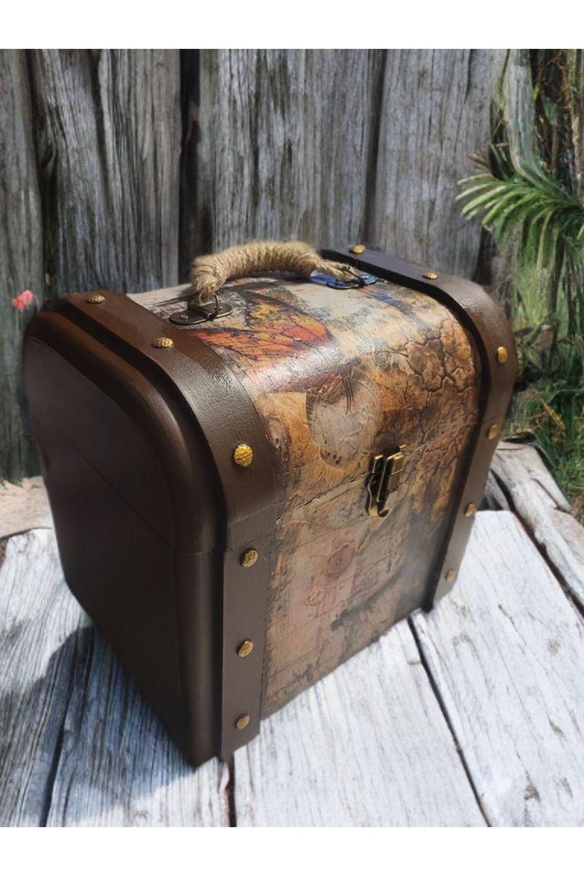 herbantine-Decorative Wooden Painting Suitcase Makeup Jewelry Box 1