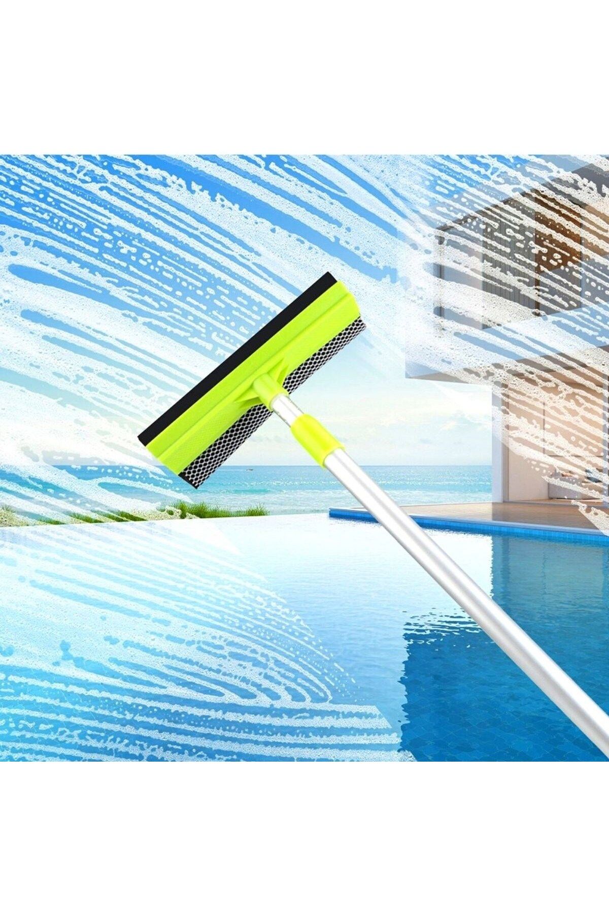 Go İthalat-Practical Telescopic Handle Easy Glass Wiping Tool with Sponge Squeegee (4776) 3