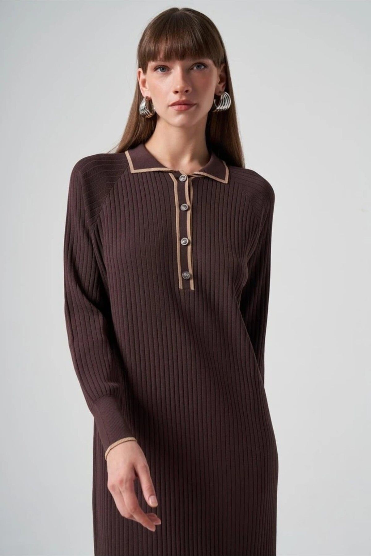 Nuss-1410 Shirt Collar Ribbed Mercerized Dress 2