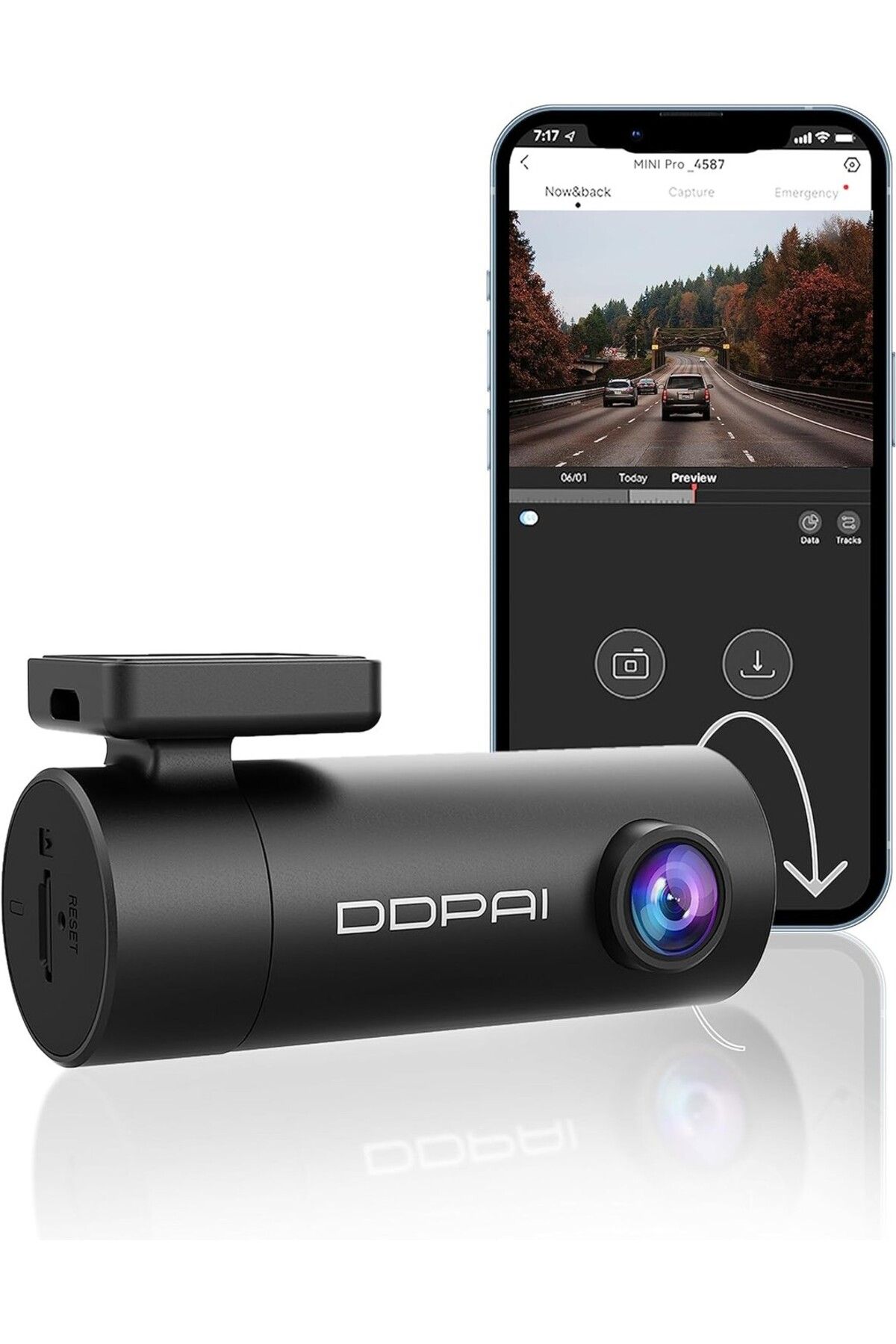 DDPAI Mini Pro 1296P Araç Kamerası, Gece Görüş, G-Sensör, 24 Saat Park İzleme