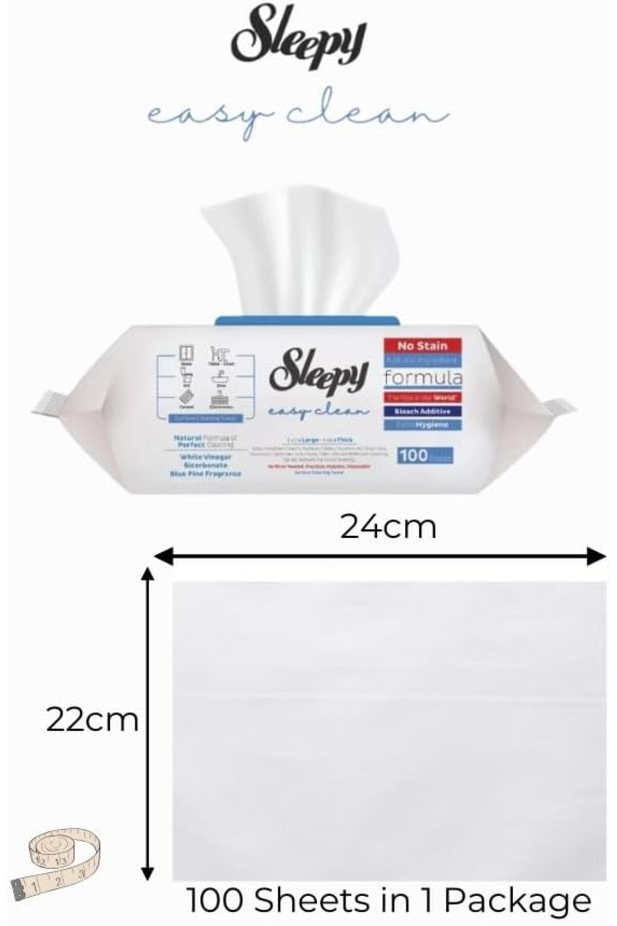 Sleepy-Easy Clean Multi-Surface Cleaning Wipes, 100 Sheets | Bleach 2