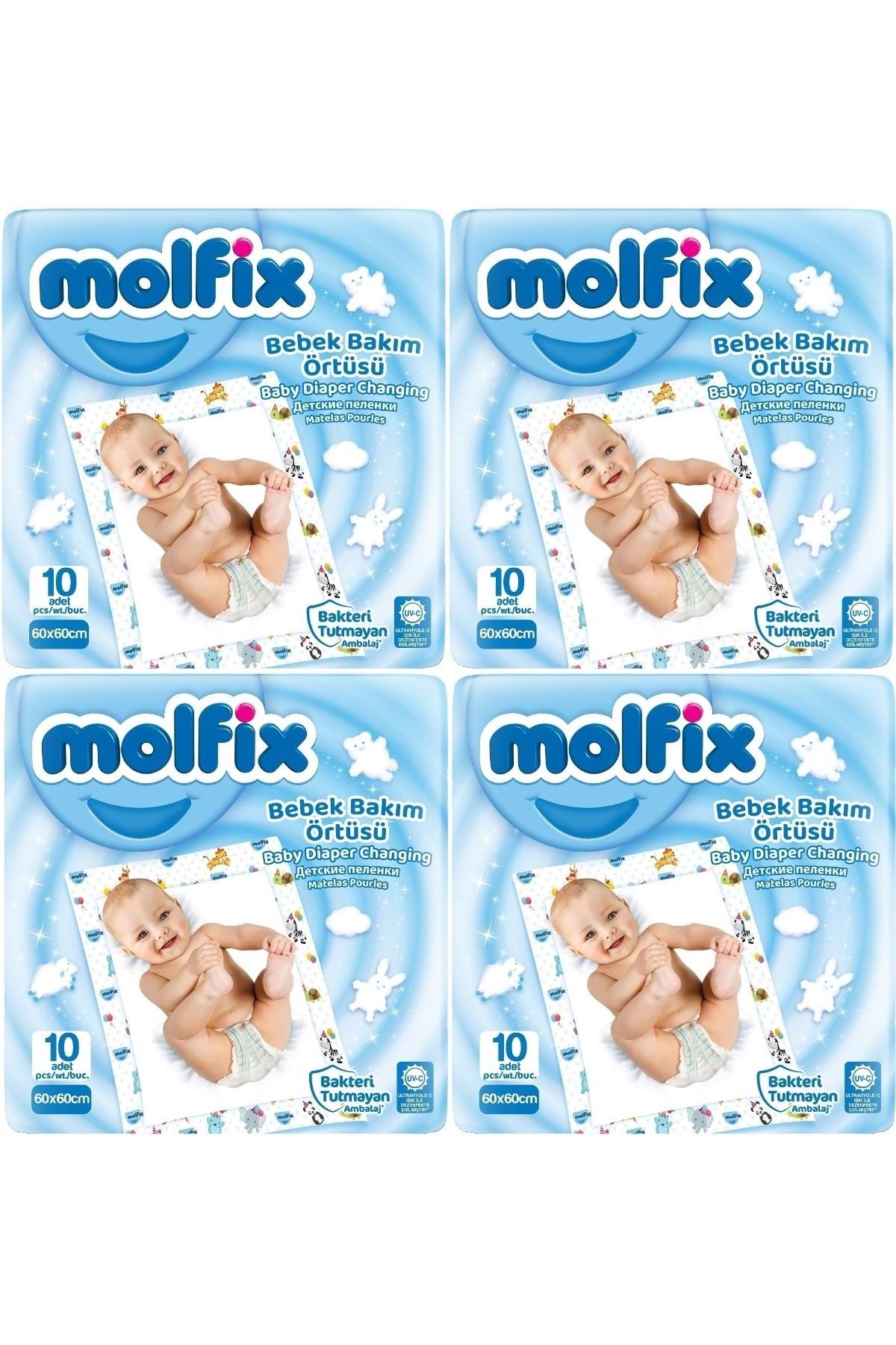 Molfix Bebek Bakım Alt Açma Örtüsü 4 Lü Set 40 Adet (4Pk*10)