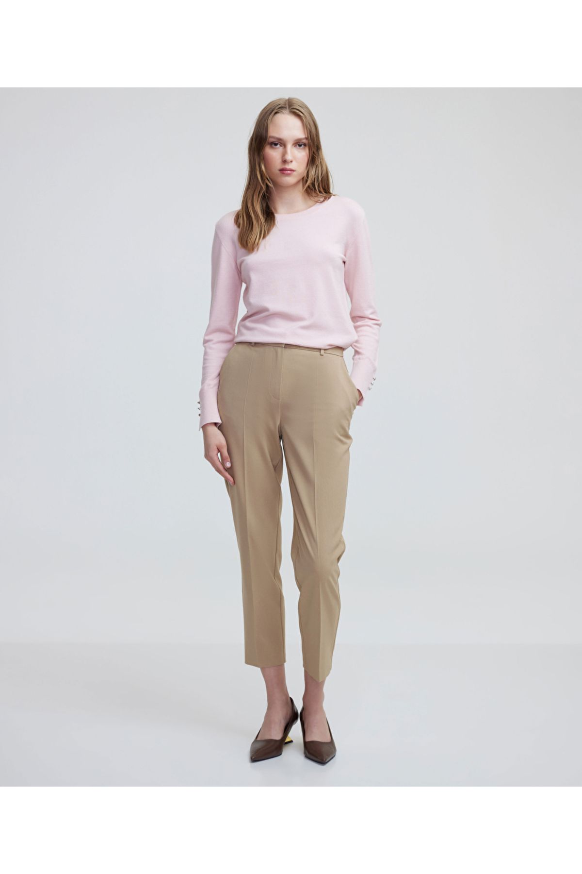 MISS IPEKYOL-Light Cut Trousers with Pockets 1