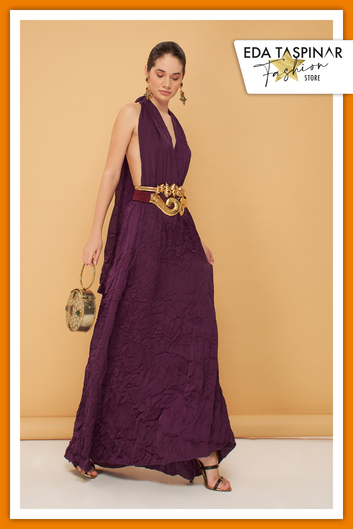 Neck Tie Back Neckline Dress Teks-00069