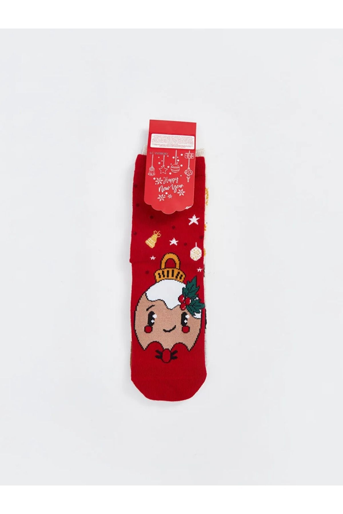 LC Waikiki-Lcw Kids Red Christmas Themed Girl's Socks 3-Piece 4