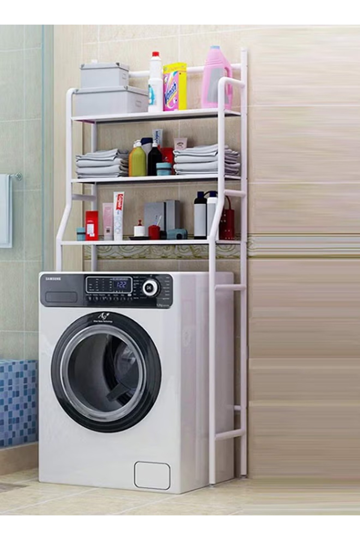 منظم حمام بثلاث طبقات، أبيض