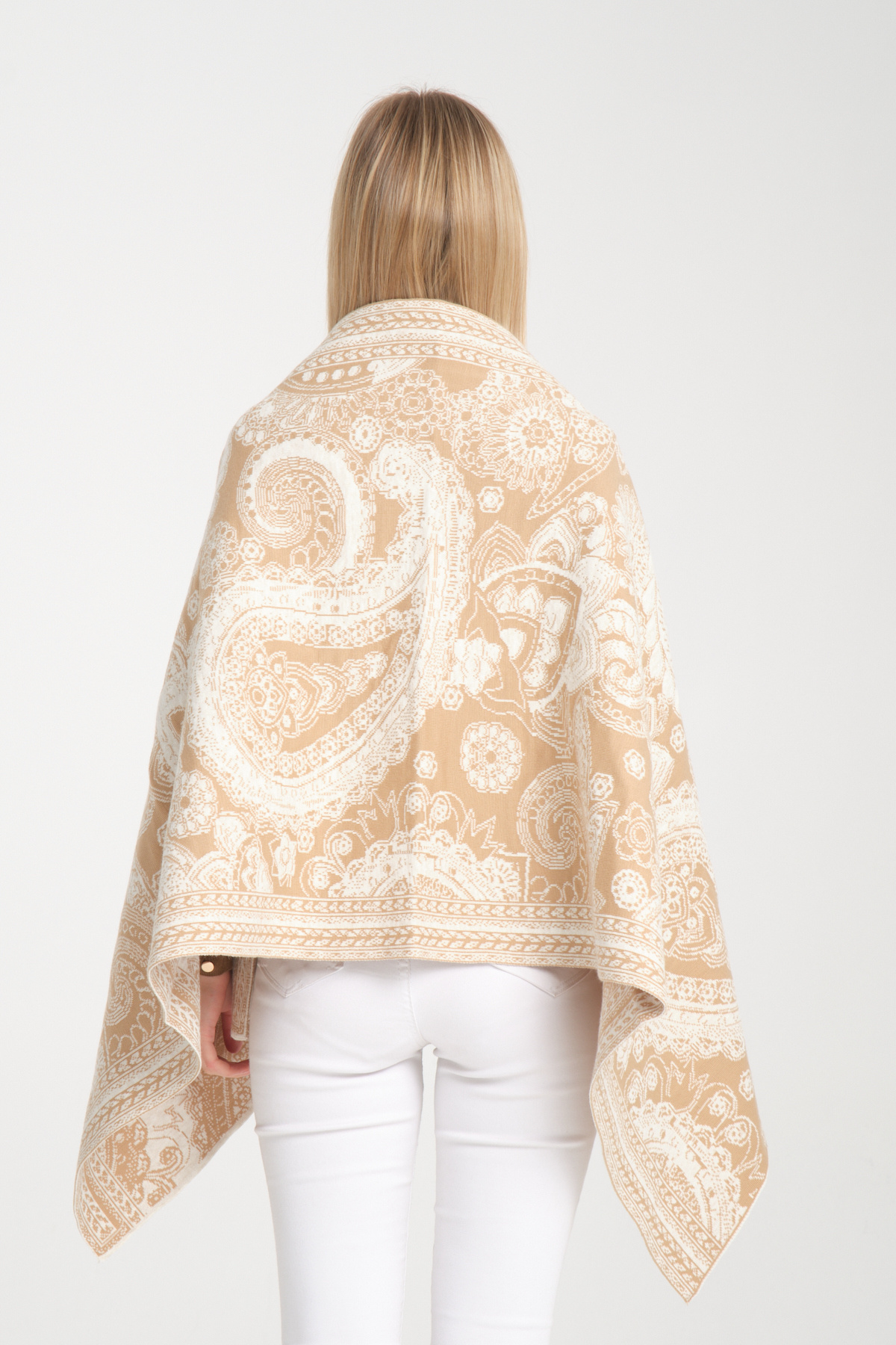 Wega Moda-Ethnic Patterned Comfortable Knitwear Shoulder Shawl - Two-Way Use 6
