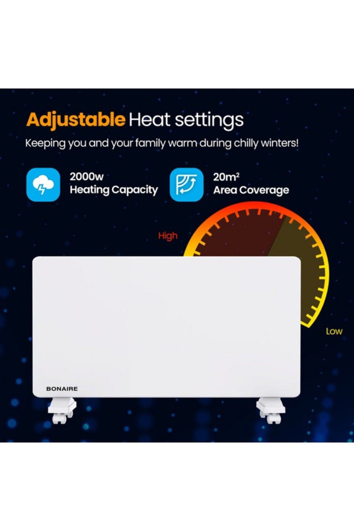 Bonaire-2000W LCD Display Electric Panel Heater with Wi-Fi 5