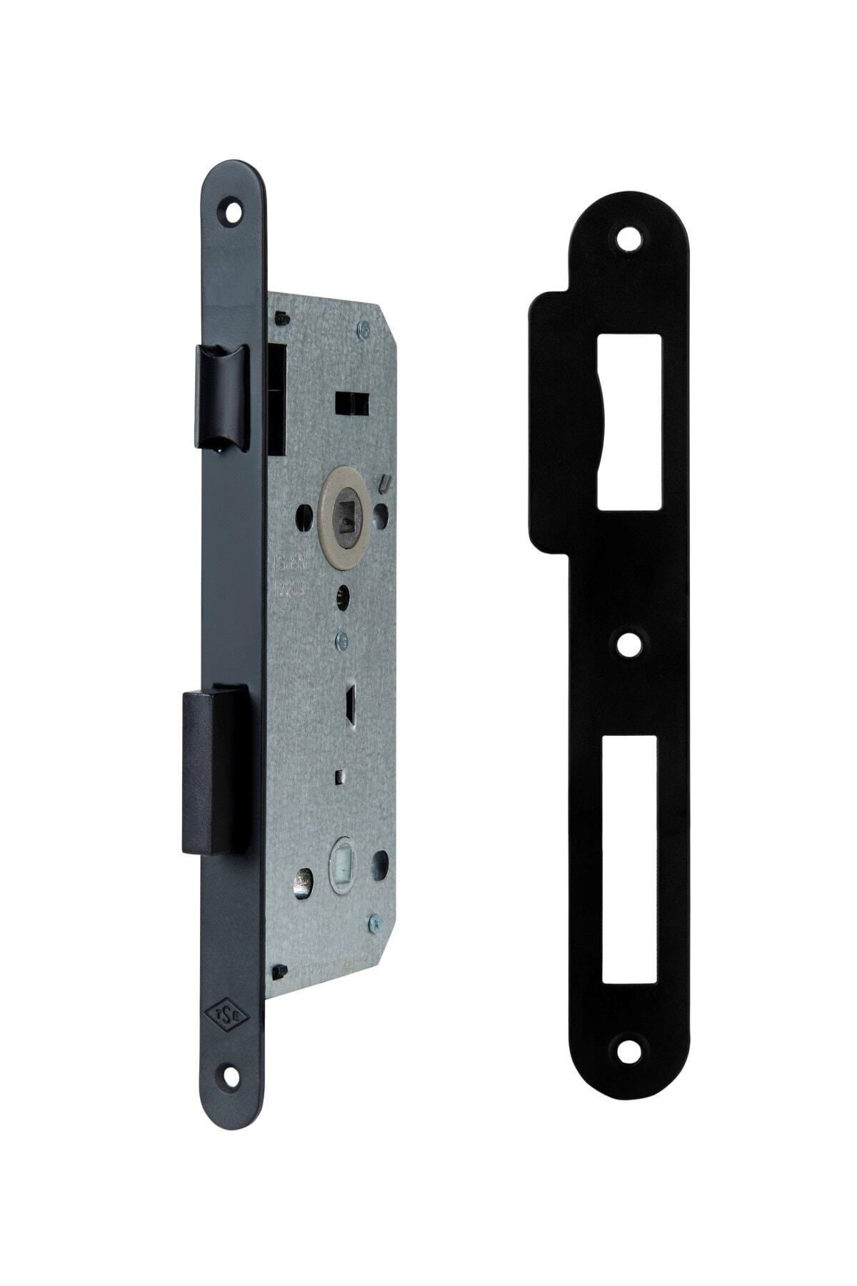 Sofuoğlu-Anka Mirrored Wc Door Handle Matte Black - Left Wc Black Wc Door Lock 40mm / Set 3