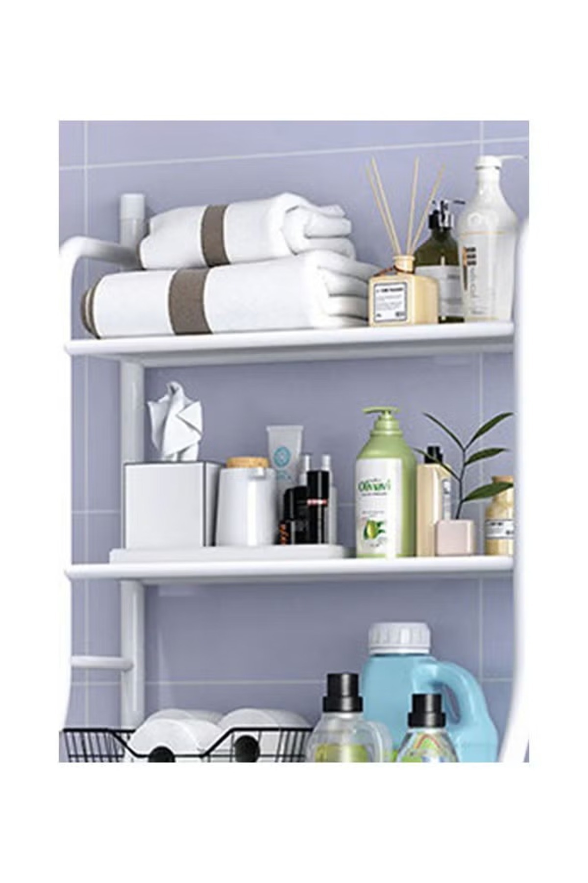 منظم حمام بثلاث طبقات، أبيض