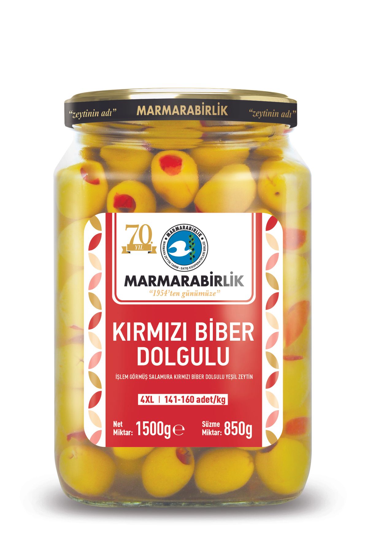 MarmaraBirlik Cam 141-160 Kırmızı Biber Dolgulu Yeşil 850 Gr X6 ADET