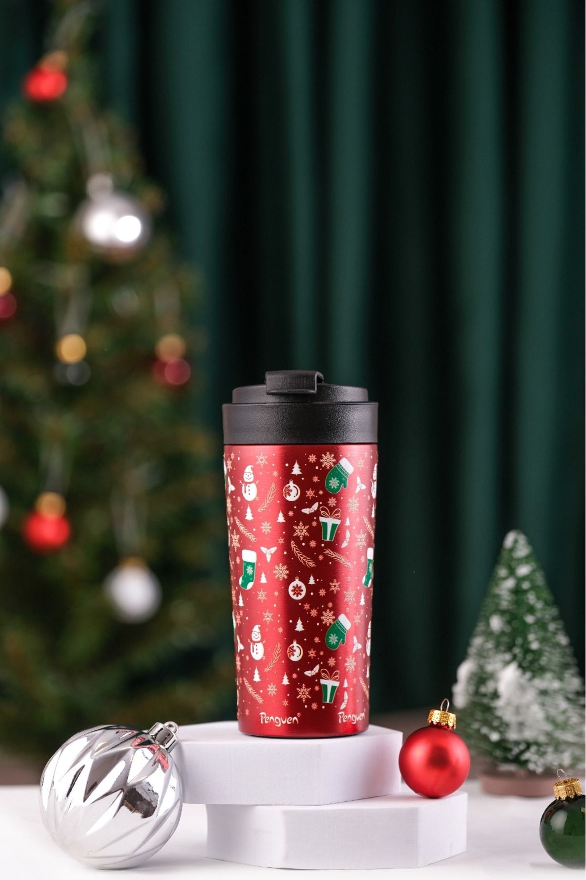 Penguen-380ml Thermos Mug with Flip Lid, Stainless Steel and Vacuum Insulated - Christmas Gift 2