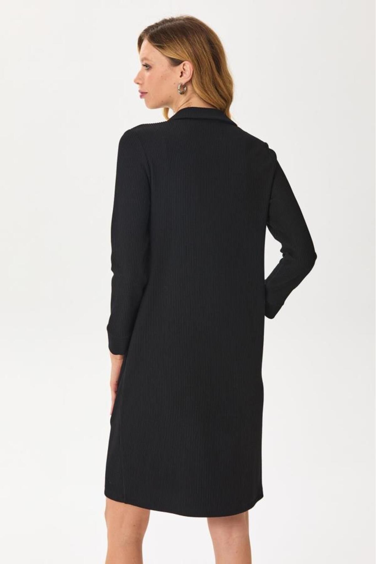 İKİLER-Front Button Polo Neck Dress 245-2512 5