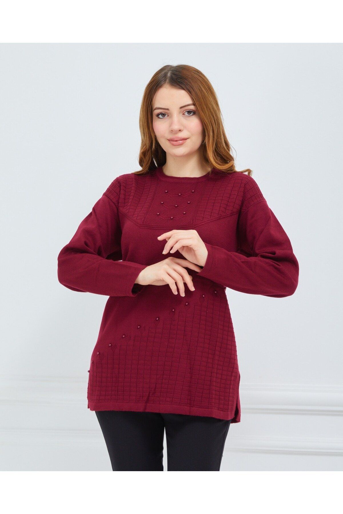 CTK Tekstil-Plus Size Sweater - Burgundy - Sweater 3