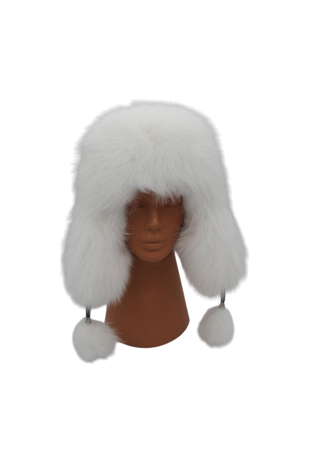 عباس شوب-قبعة Ushanka من جلد الثعلب الطبيعي للرجال والنساء - قبعة بيضاء 1