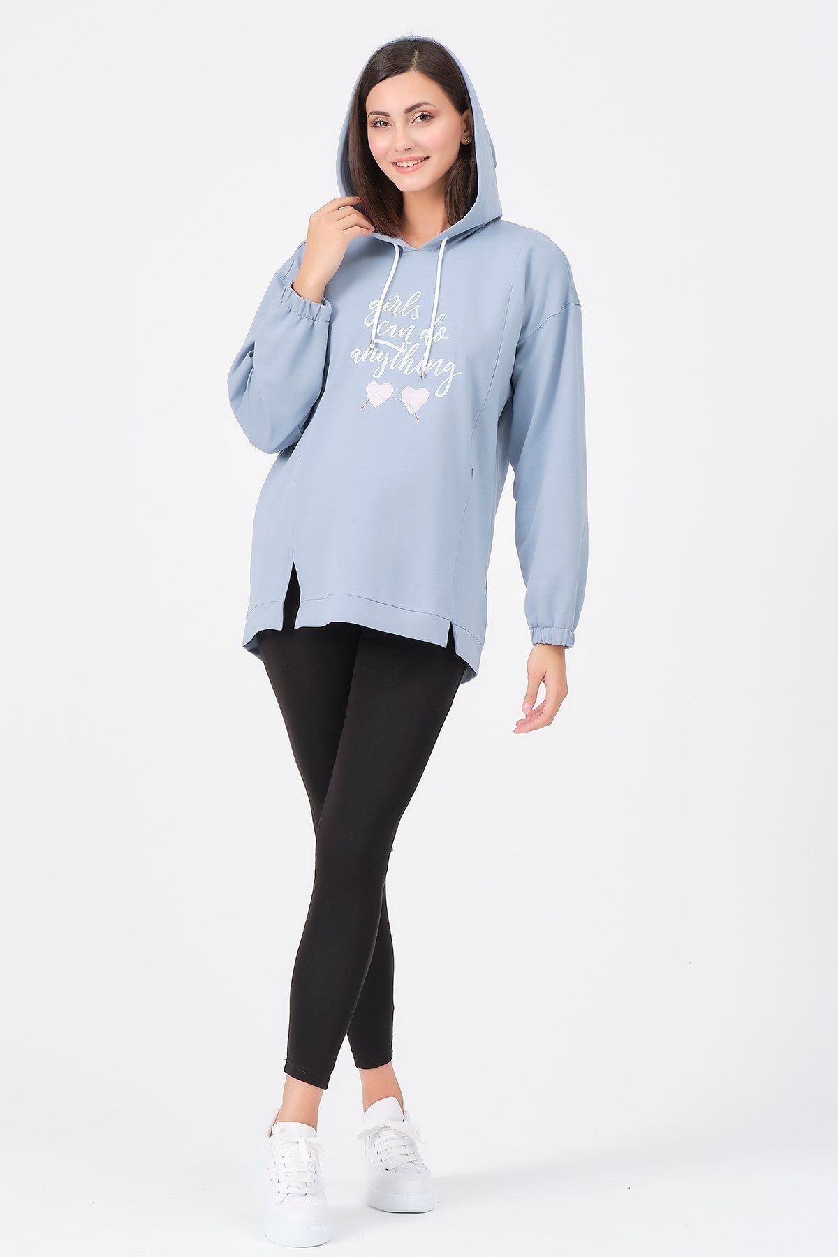 BUSA-Blue Maternity Sweatshirt - Breastfeeding Detailed 2