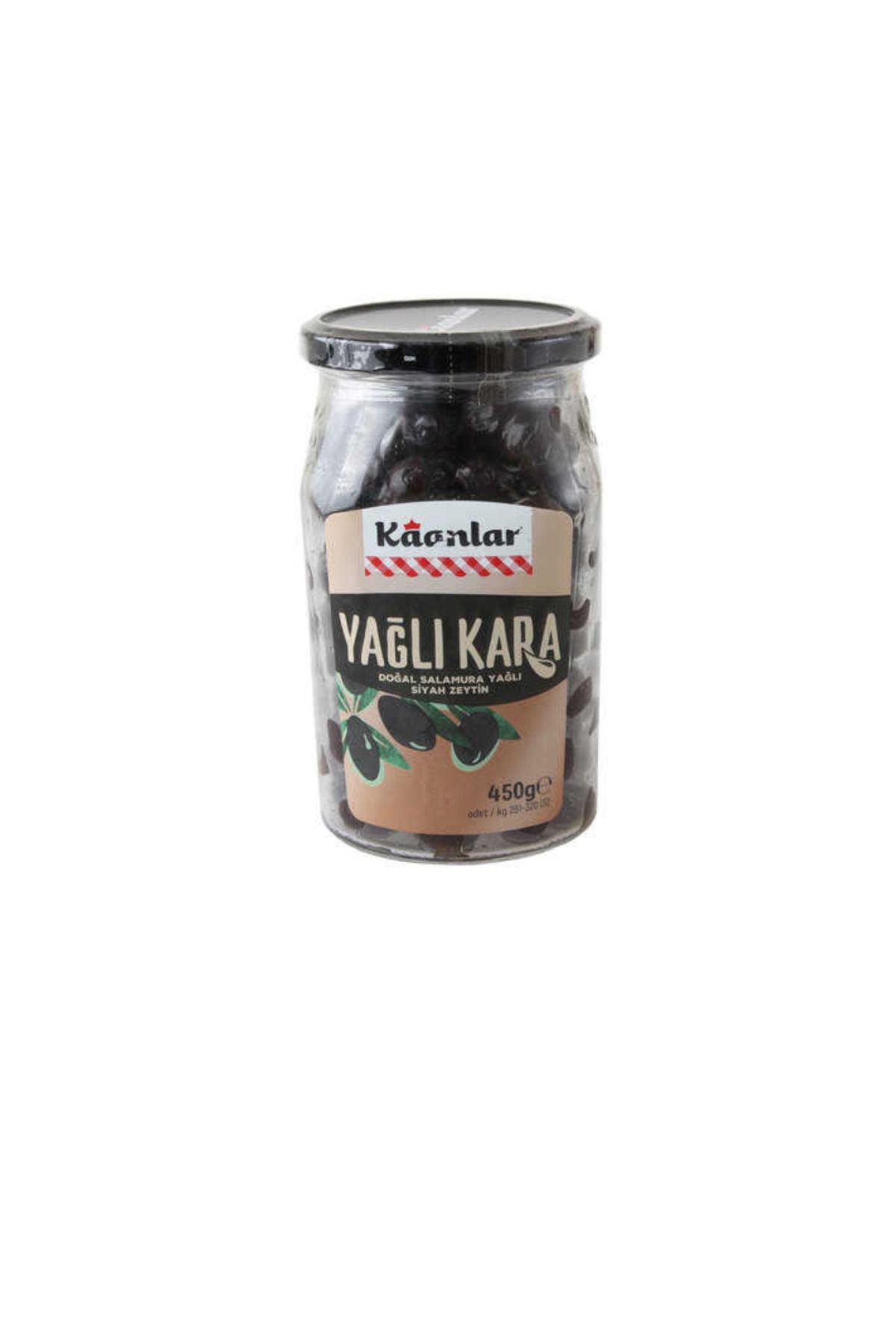 Kaanlar Doğal Salamura Yağlı Siyah Zeytin YAĞLI KARA 450 gr (291-320)