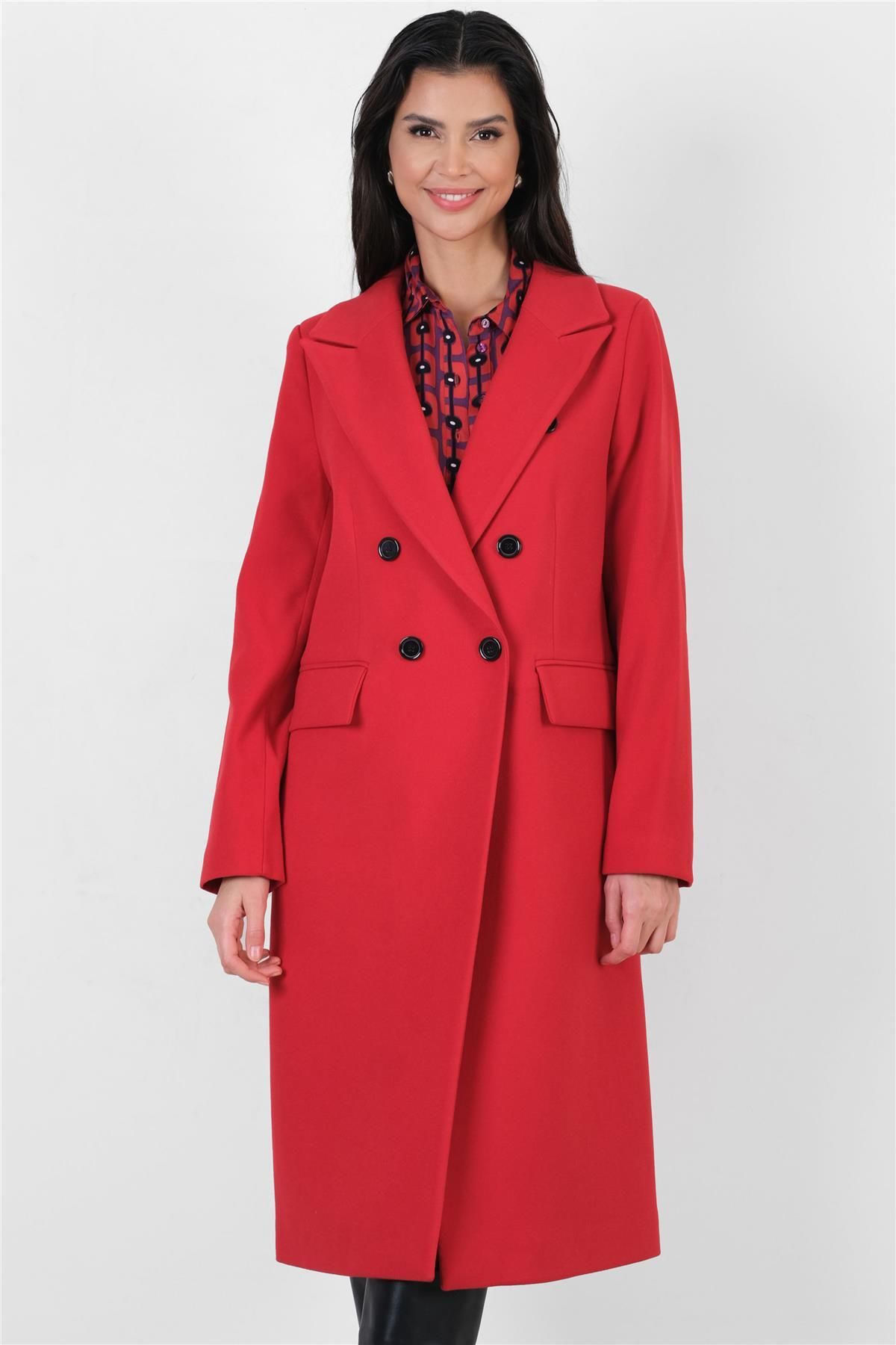 Spazio-Red Duong Mono Collar Double Breasted Coat 8