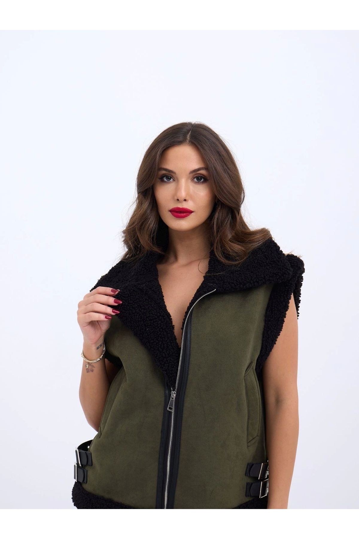 SaklıModa-6717 Model Vest-Khaki 2